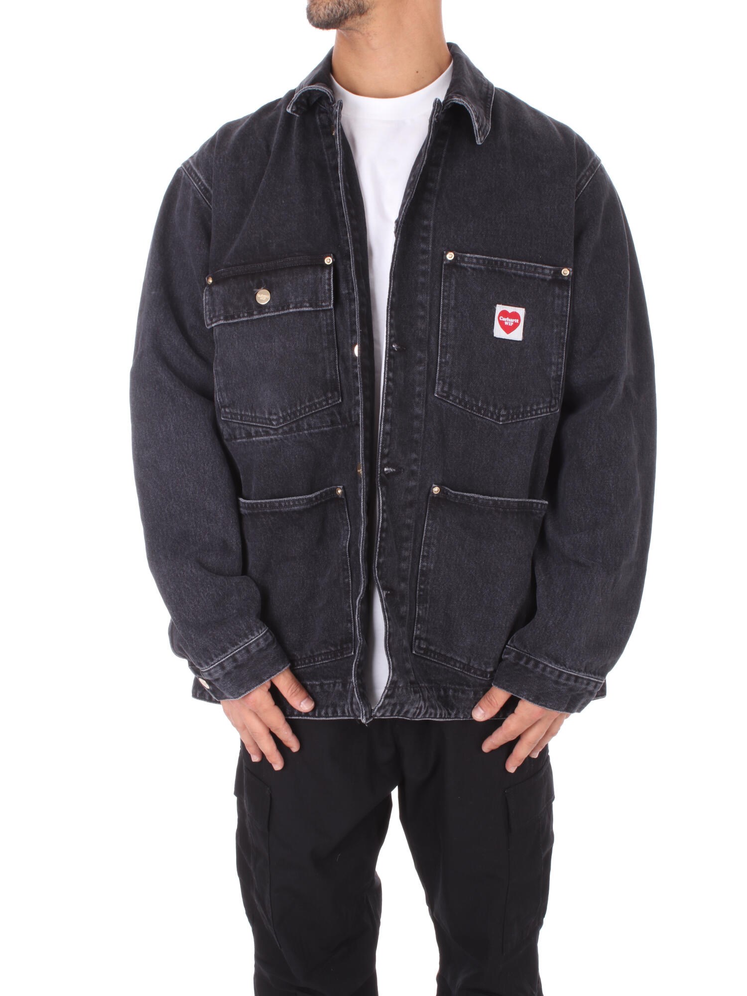 carhartt wip giacca uomo nash jacket, nero, male