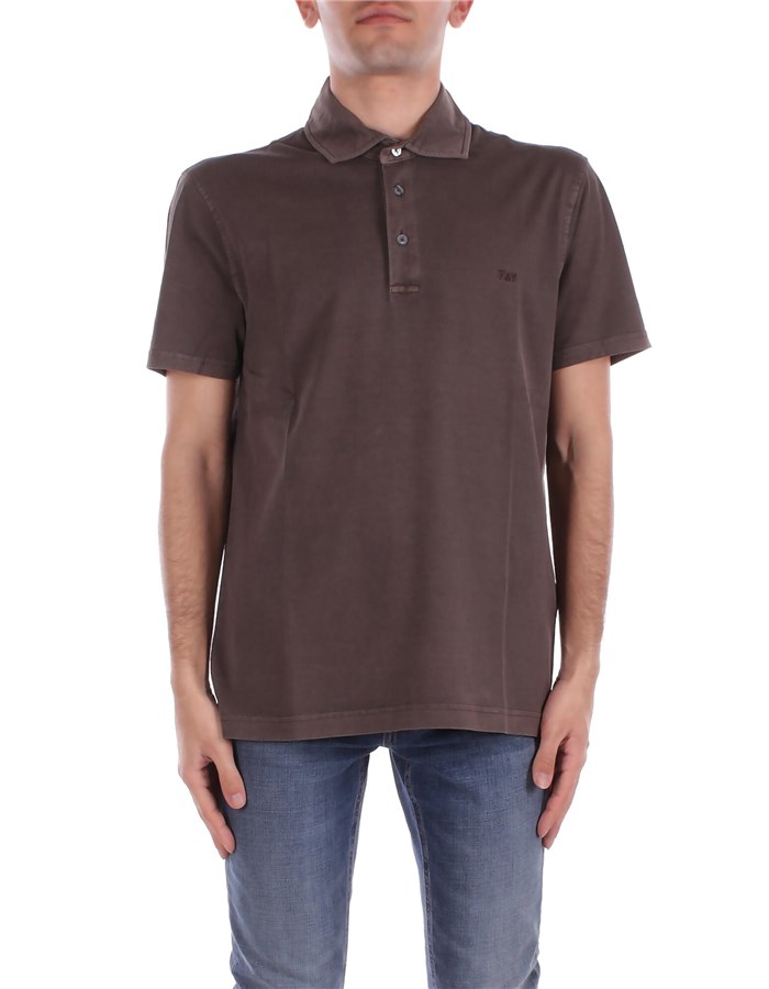 FAY Polo shirt dark brown