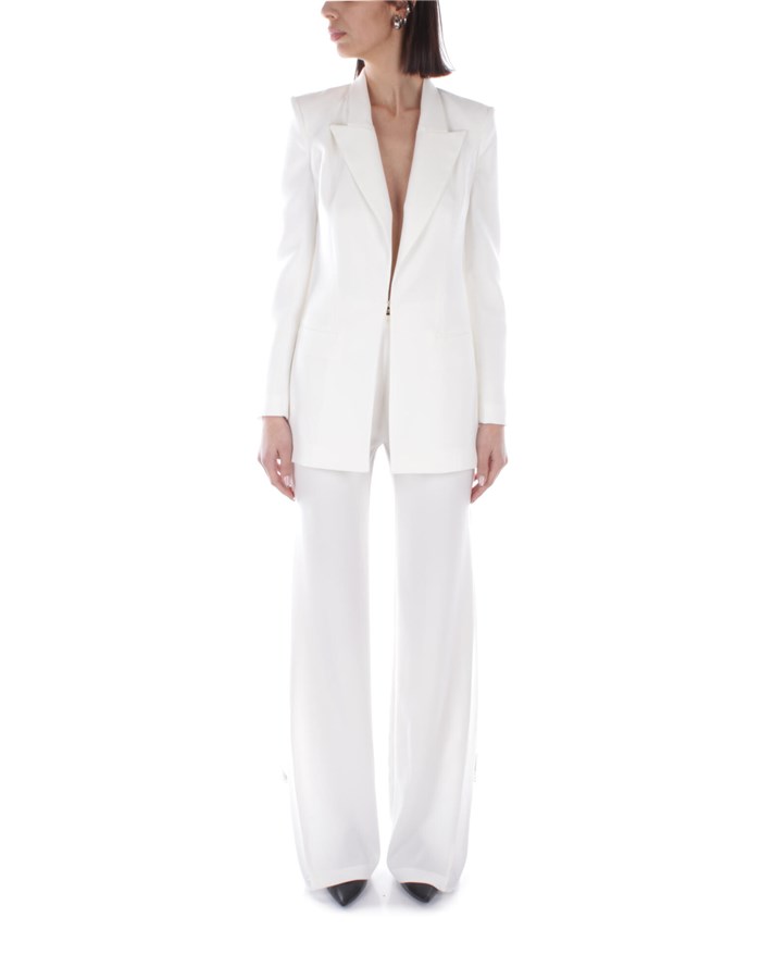 ELISABETTA FRANCHI Single-breasted suits Ivory