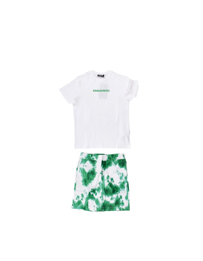 DSQUARED2 Completo junior T-shirt + Shorts DQ2079-D0A6K Bianco verde