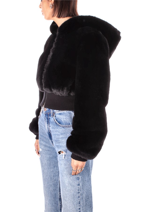 MOSCHINO Fur coats Black