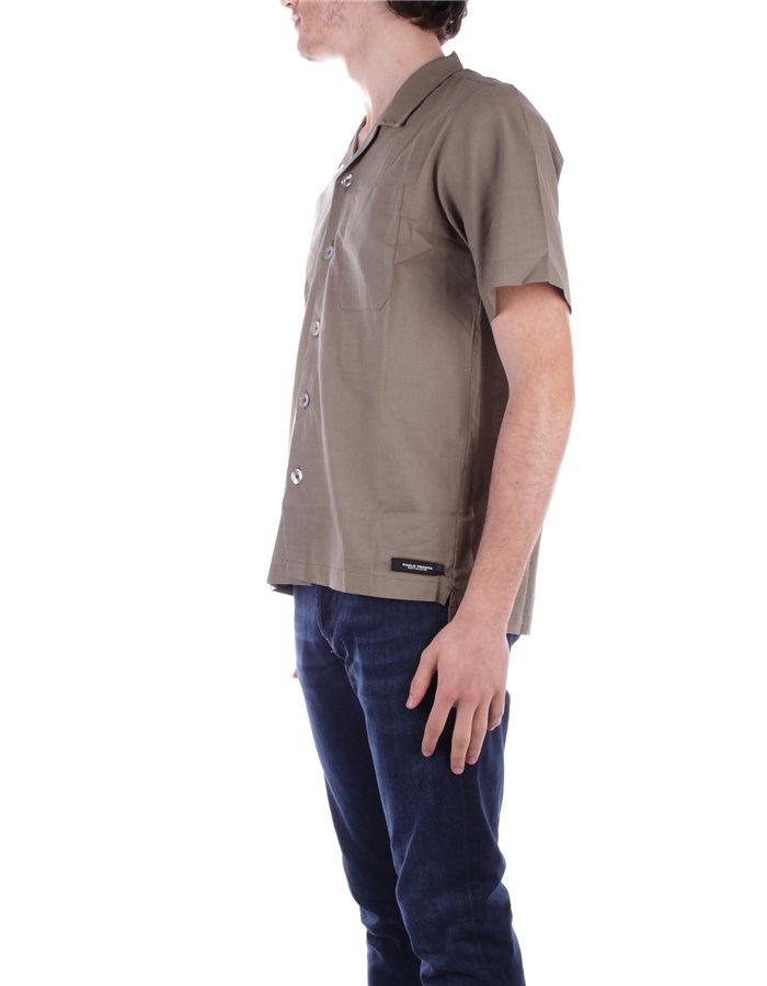 PAOLO PECORA Short sleeve shirts Military green