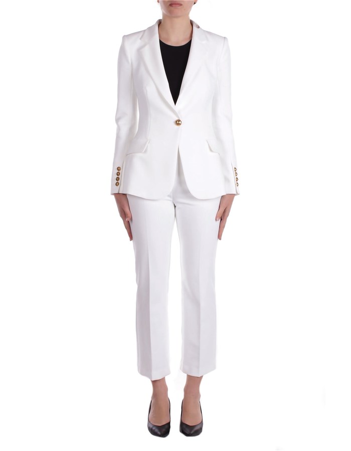 ELISABETTA FRANCHI Single-breasted suits Ivory