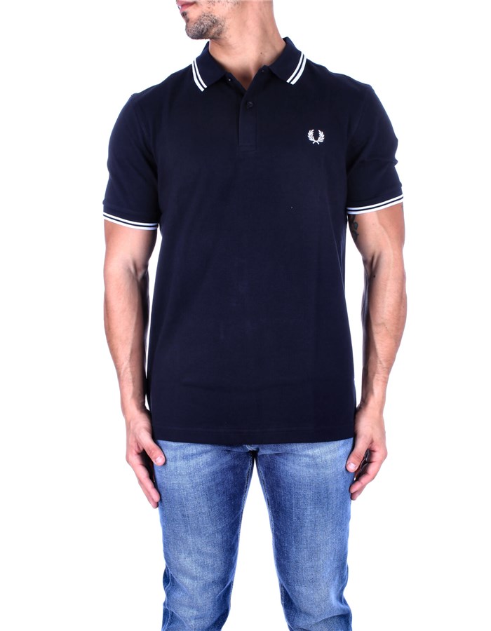 FRED PERRY Short sleeves Navy white