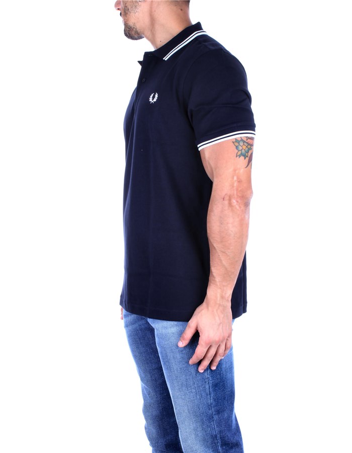 FRED PERRY Short sleeves Navy white