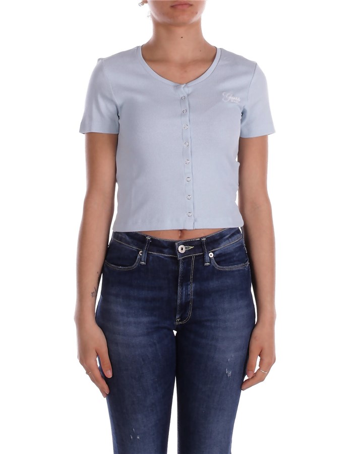 GUESS Short sleeves Light blue