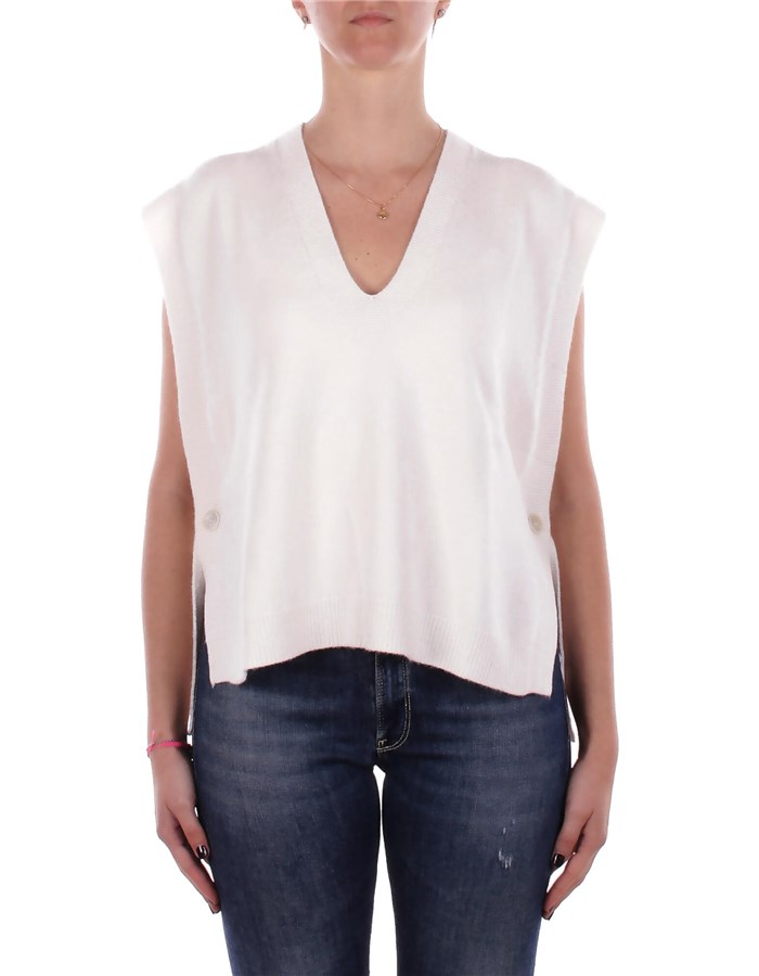 MANILA GRACE Gilet in maglia Off white