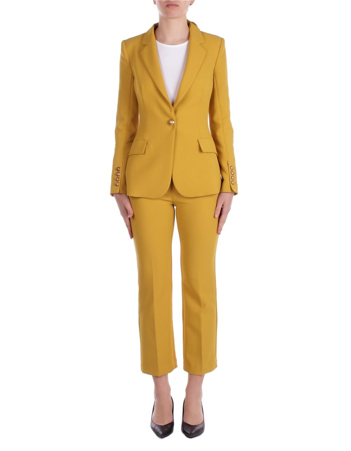 ELISABETTA FRANCHI Single-breasted suits Curry