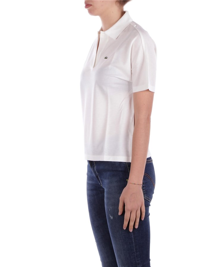 LACOSTE Short sleeves Cream